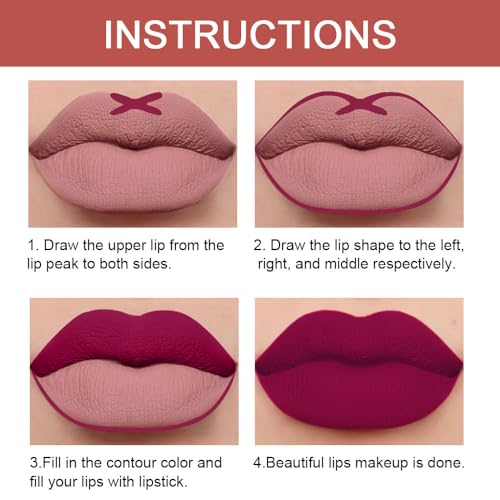 2-in-1 Plum Purple Lip Liner & Lipstick Set - Matte, Waterproof