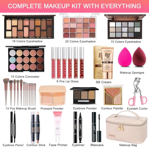 SHELAKIN All-in-One Makeup Kit with 13 Brushes & Travel Bag