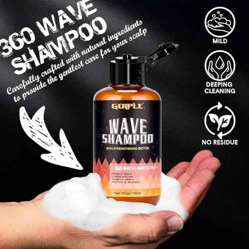 360 Waves Wash Shampoo -Wave Shampoo for Black Men 360 Wave Shampoo Hydration Shampoo Enhance Waves Shampoo Strenghtens Hair Promote Growth Wave Shampoo Easy Wash Hydrate (6 FL OZ)