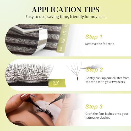 5D W Lash Extensions Premade Fans Soft Matte Brown 8-15mm