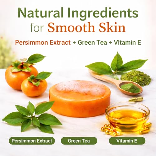 Persimmon Soap Bar for Body Odor - Plant-Based, 3 Pack
