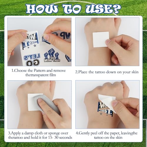 160 Pcs Glitter Team Spirit Temporary Tattoos - Blue
