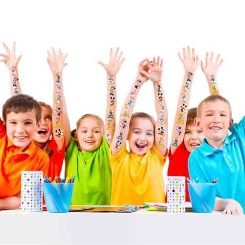 Mouse Birthday Party Supplies, 34Pcs Temporary Tattoos Party Gifts, Removable Tattoo Stickers for Goody Bag Treat Bag Stuff for Mickey Birthday Party Decoration