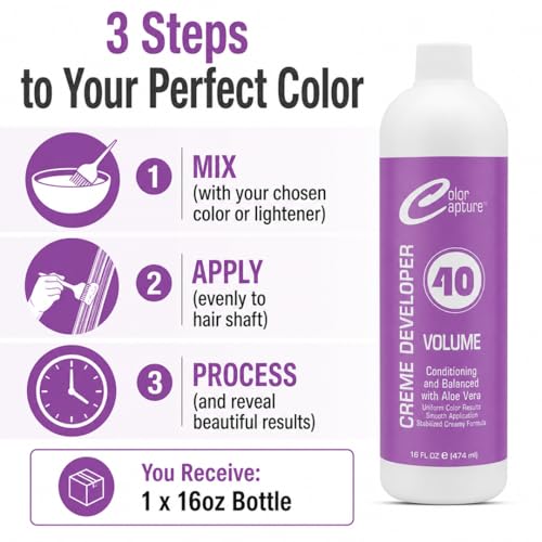 40 Volume Cream Hair Developer with Aloe Vera - Professional Color Lift