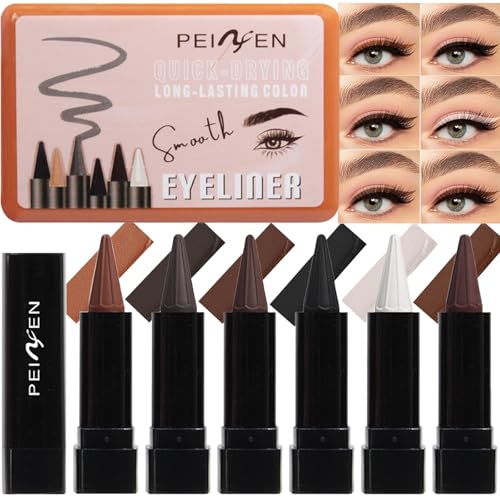 6-Piece Matte & Shimmery Eyeliner Stick Set - Waterproof