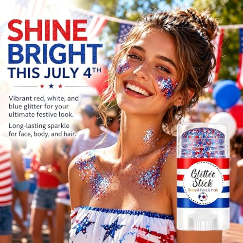 Red White Blue Glitter Stick - Waterproof Body Makeup