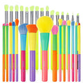 Docolor 15Pcs Eye Makeup Brushes Set + 15Pcs Colourful Makeup Brush Set Premium Kabuki Foundation Blending Face Powder Synthetic Makeup Brushes Set