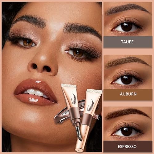 2Pcs Tattoo Eyebrow Gel Easy Peel Off,Temporary Eyebrow Tint,Waterproof Transfer-proof Fuller with 150¡ÆSmall Curved Tray,Defined Brow Stain,for Women Last Up to 5 Days(Espresso)