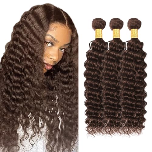 WuvuSnm 150g Dark Brown #4 Deep Wave Human Hair Bundles