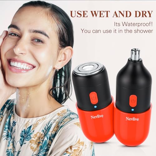 2-in-1 Facial Hair Remover & Nose Trimmer for Women and Men ? USB-C Rechargeable Mini Electric Shaver, Waterproof, Dual-Edge Stainless Steel Blades, Painless Hair Removal for Face, Nose, and Body