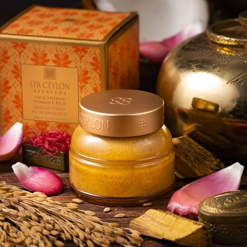 SPA CEYLON Sal and Saffron Vitamin E Enriched Delicate Cream Facial Exfoliator | Gentle Scrub | Hydrating Formula | Natural Glow | Clears Clogged Pores