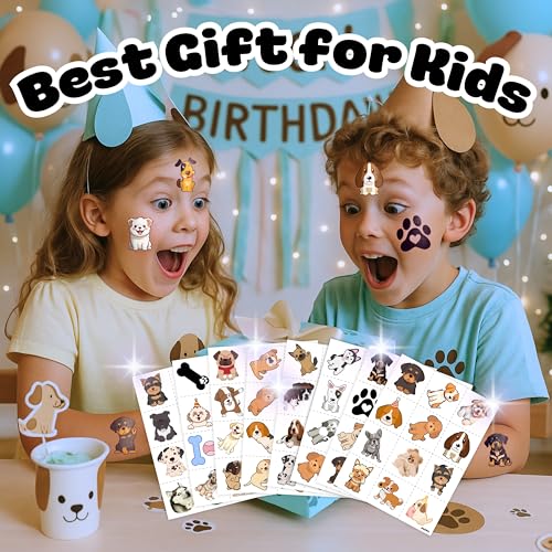 96-Piece Puppy Temporary Tattoos for Kids - Pre-Cut