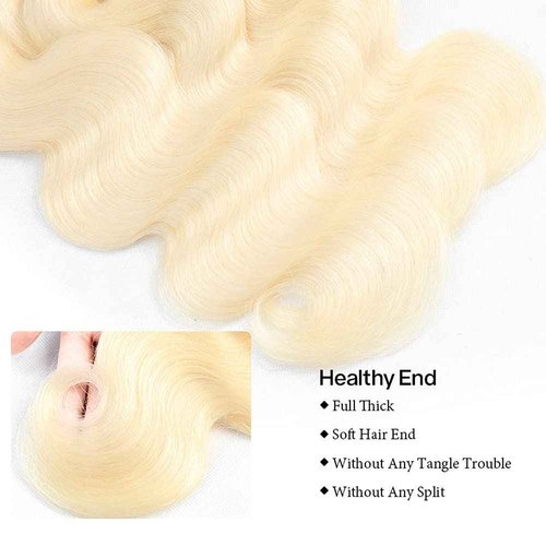 613 Blonde Bundles Human Hair Body Wave Human Hair Bundles 22 24 26 Inch Brazilian Hair 3 Bundle Honey Blonde Unprocessed Virgin Remy Hair Extensions 50 Gram Per Bundle