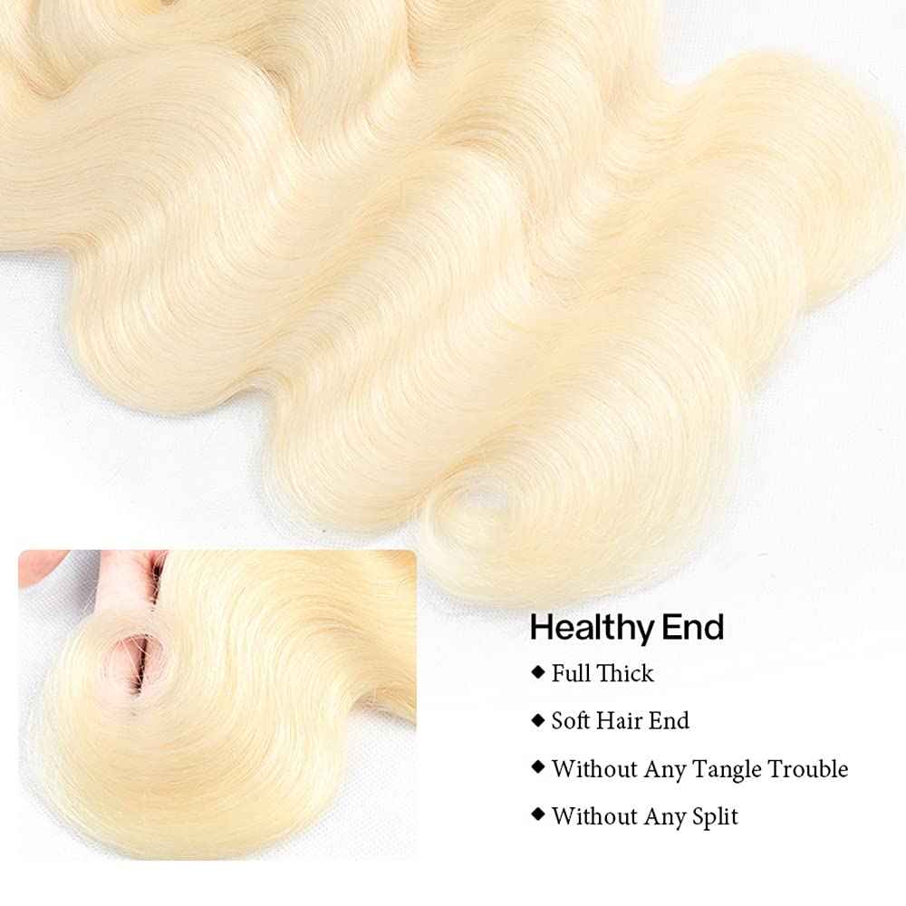 Blonde Bundles Human Hair 613 Body Wave 3 Bundles 16 18 20 inch Unprocessed Virgin 613 Blonde Bundle Human Hair Extensions AuokMar