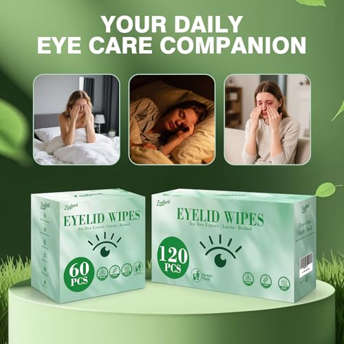 Tea Tree Oil Eyelid Wipes, 120 Count Individually Wrapped