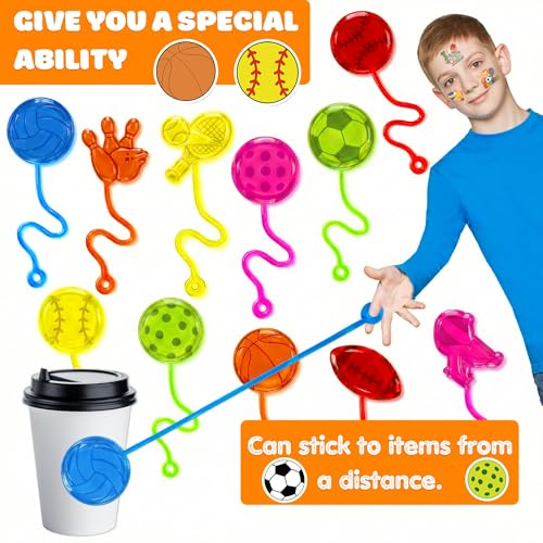 48 PCS Sports Party Favors - Sticky Hands & Temporary Tattoos