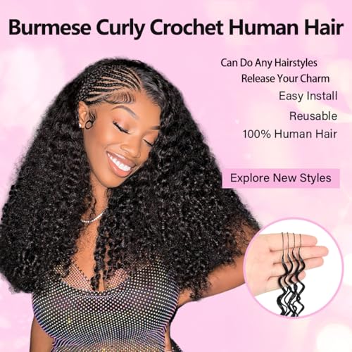 20 Inch Burmese Curly Crochet Hair Extensions for Black Women