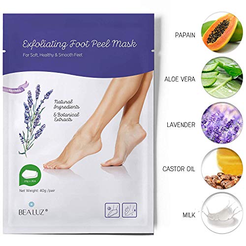 BEALUZ Lavender Exfoliating Foot Peel Mask Booties for Calluses (2 Pairs)