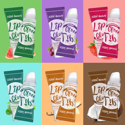 AZEN 24 Pack Lip Gloss Set with Vitamin E & Coconut Oil