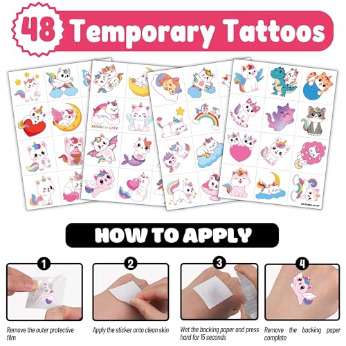 Caticorn Party Favors Set - 72 Pieces with Balloons & Tattoos