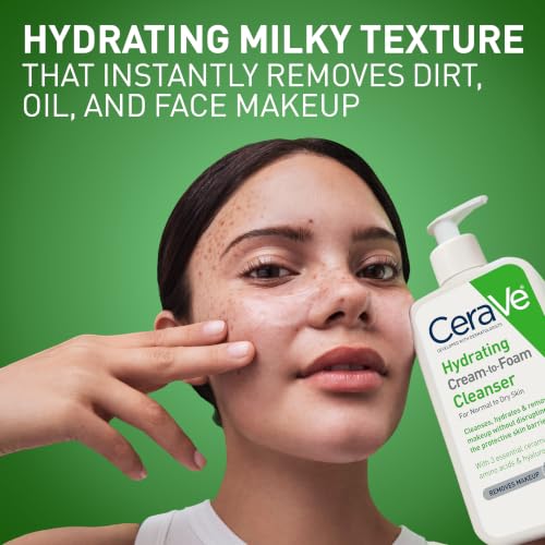 CeraVe Hydrating Cream-to-Foam Facial Cleanser 19oz - Gentle Hydrating Face Wash