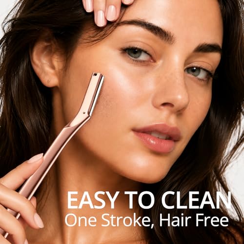 Mistfree Rose Gold Dermaplane Razor for Women with 12 Blades - Facial Hair & Peach Fuzz Removal