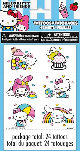Hello Kitty Temporary Tattoos with Foil Accents, 24 Count