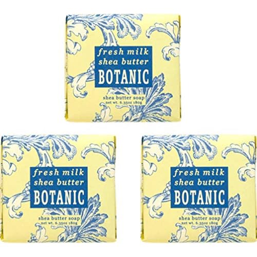 Greenwich Bay Cleansing Spa Soap, Shea Butter, and Cocoa Butter. Blended with Loofah and Apricot Seed, No Parabens, No Sulfates 6.35 Ounce (3 Pack) (Fresh Milk)