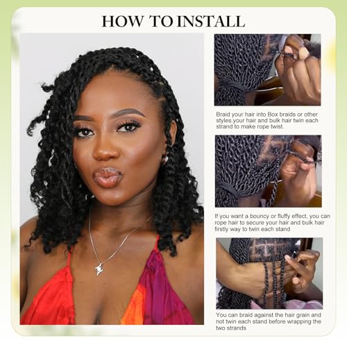 Poetically 10 Inch Afro Kinkys Bulk Human Hair 2 Bundles 100g Natural Black for Twist Dreadlock Extensions & Braids - Variant 1B / 10 Inch Kinkys Bulk