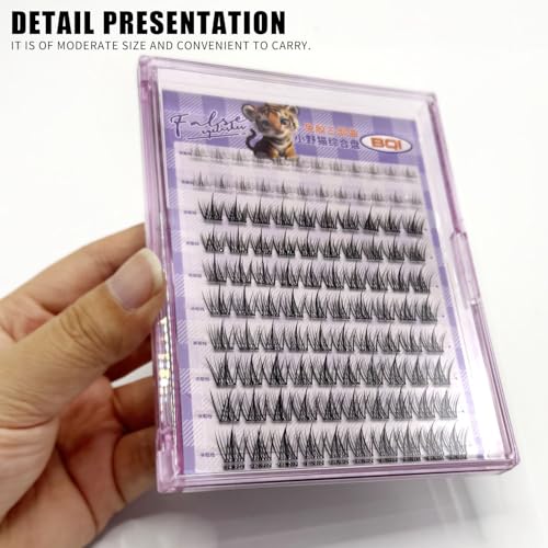 120 Pcs Self Adhesive Eyelashes Asian lashes Extension 11-13mm DIY Eyelashes No Glue with Tweezers Gift for Women International Students(D 11-13mm+lower eyelashes)