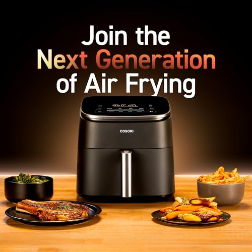 COSORI Air Fryer 9-in-1, Compact but Large 6 Qt, 5 Fast Fan Speeds with 450F for Ultra Crsipy, 95% Less Oil, 100+ In-App Recipes, Roast, Bake, Dehydrate, Reheat, Broil, Proof, Light Gray