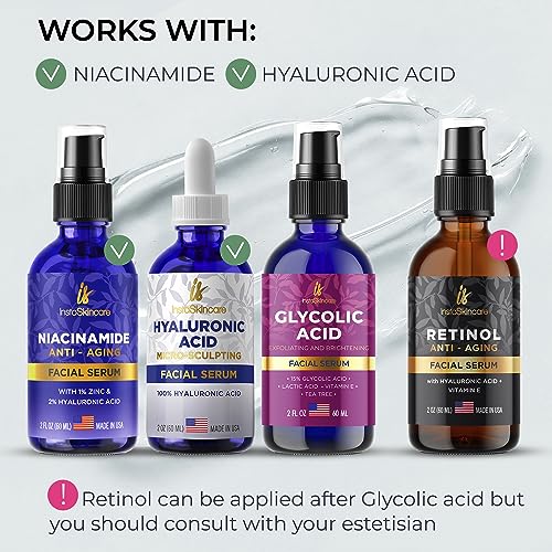 Glycolic Acid Serum for Face 15% Strength - Extra Large Size (2Oz) - Advanced Formula for Enhancing Skin Radiance, Texture Improvement, Addressing Uneven Tone & Fine Lines by InstaSkincare