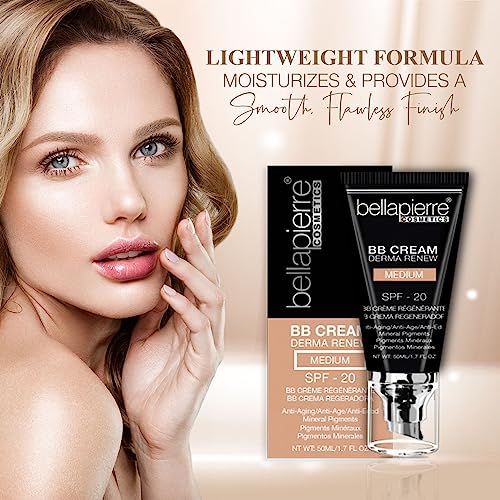 Bellapierre BB Cream SPF 20 ? Mineral Sunscreen & Liquid Foundation, Lightweight Face Moisturizer with Buildable Coverage, Matte Finish, Non-Toxic, Paraben-Free, Cruelty-Free ? 1.7 oz - Medium