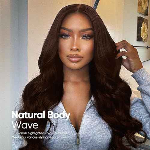 Chocolate Brown Lace Front Wig,13x6 HD Brown Body Wave Lace Frontal Wigs Human Hair Pre Plucked with baby hair, 210% Density Colored brown wig human hair for Women 22 inch