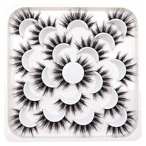 Losha Lashes Pack 2 Styles Natural & Dramatic Look 3D Faux Mink Eyelashes Total 14 Pairs Handmade Reusable False Lashes