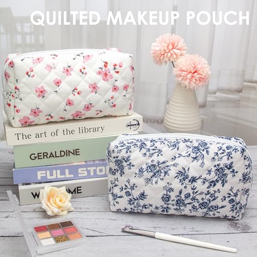 Quilted Makeup Bag Small Cosmetic Pouch Organizer