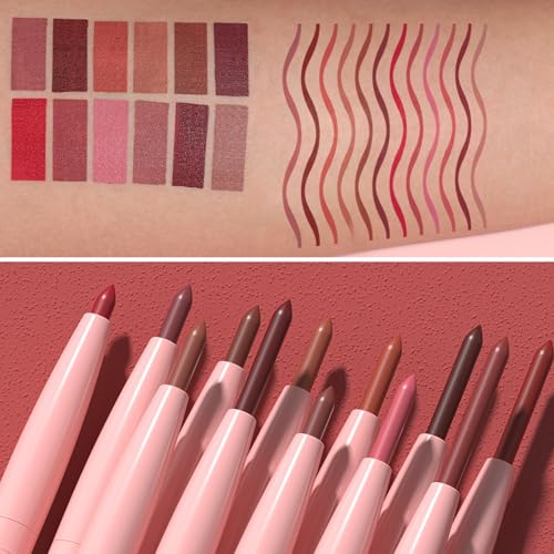 Baorder 12 Color Matte Lip Liner Pencil Set Waterproof