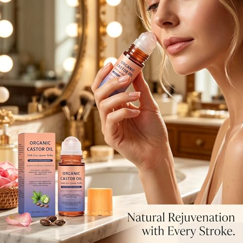 Organic Castor Oil Roll-On with Quartz Roller, 50ml
