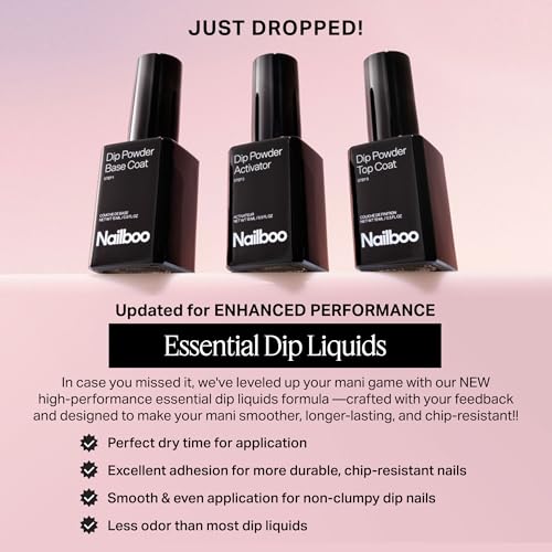 Nailboo Dip Powder Liquid Set - Base Coat, Top Coat & Activator (3 Pack)