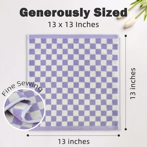 Jacquotha Washcloths 12 Pack Checkered - Wash Cloths for Showering (13"x13") in 4 Colors, Multi-Purpose Bathroom Face Cloths, Soft and Cute
