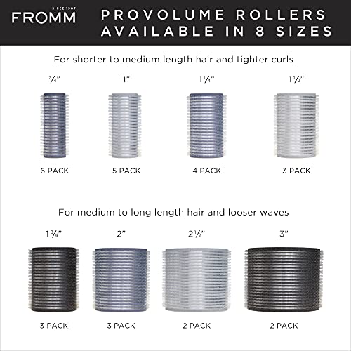 Fromm ProVolume 2" Ceramic Ionic Hair Rollers - Self-Grip Curlers (3 Pack)