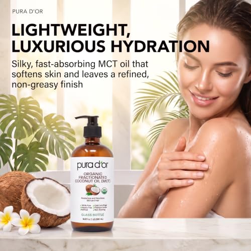 Pura D'Or Organic Fractionated Coconut Oil MCT - 16.9 oz