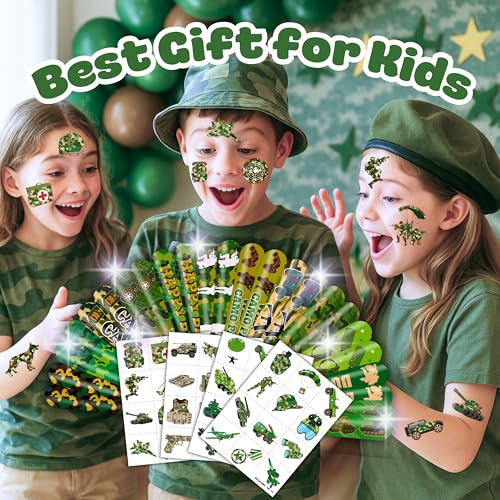 72PC Military Party Favors Kit with Tattoos & Slap Bracelets