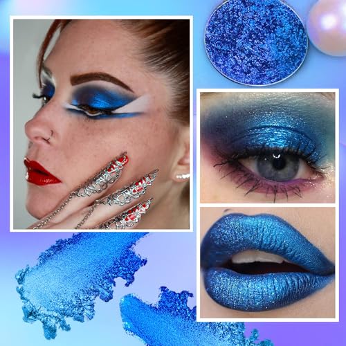 Blue Glitter Eyeshadow Palette - Highly Pigmented, Waterproof
