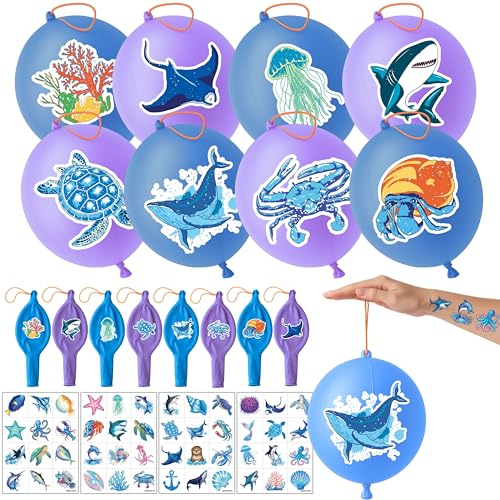 Ocean Party Favors Set - 48 Tattoos & 24 Punch Balloons