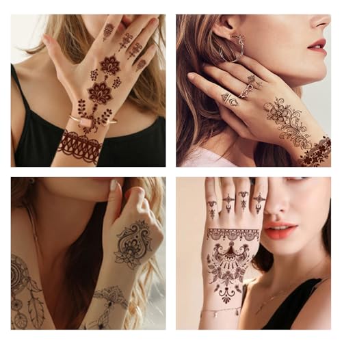 20 Sheet Brown Henna Tattoo Stickers Kit