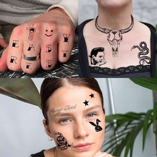 12 Sheets Halloween Temporary Tattoo Set - Waterproof Face Stickers