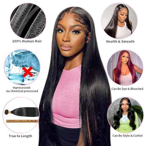 12A Straight Bundles Human Hair 18 20 22 24 Inch, 100% Unprocessed Brazilian Virgin Bundles Human Hair Straight Quick Weave Bundles for Women, Sew In Hair Extensions 400g/Pack Natural Black Color