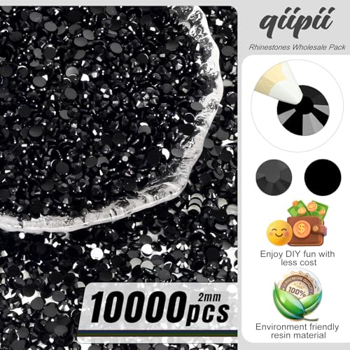 Black Resin Rhinestones 10000pcs SS6 2mm Flatback Jelly Stones