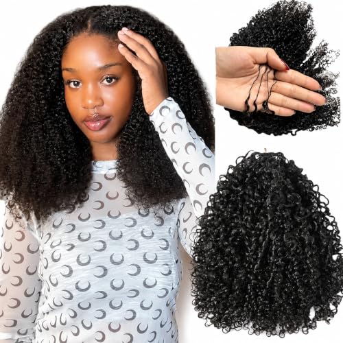 Kinky Curly Crochet Hair Extensions 14" 120g Pre-Separated Human Hair